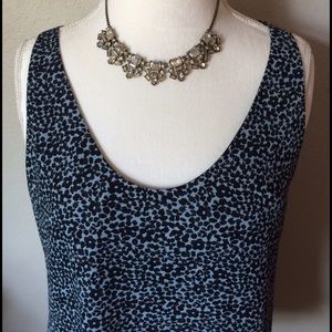 LOFT Black and Blue Cheetah Print Top